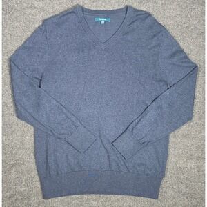Tommy John Mens V-Neck Sweater Blue Cotton Modal Knit Pullover SS20 Size Medium
